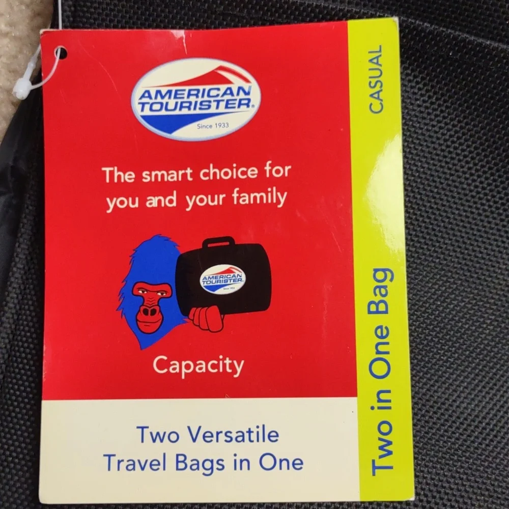 American Tourister Two In One Black Multi Pocket Day Bag and Duffle Bag NWT